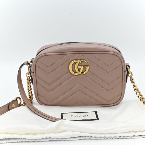 🌟超級新🌟【CP 精選🌟小編推薦】Gucci 古馳 Marmont 馬蒙18cm  奶咖色 牛皮 GG 金釦 鏈條包 相機包 斜跨包