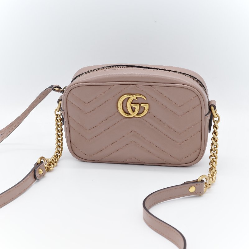 🌟超級新🌟【CP 精選🌟小編推薦】Gucci 古馳 Marmont 馬蒙18cm  奶咖色 牛皮 GG 金釦 鏈條包 相機包 斜跨包-2