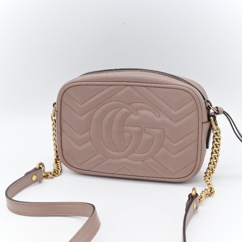 🌟超級新🌟【CP 精選🌟小編推薦】Gucci 古馳 Marmont 馬蒙18cm  奶咖色 牛皮 GG 金釦 鏈條包 相機包 斜跨包-3