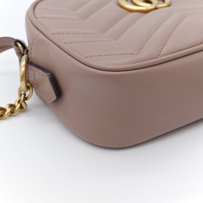 🌟超級新🌟【CP 精選🌟小編推薦】Gucci 古馳 Marmont 馬蒙18cm  奶咖色 牛皮 GG 金釦 鏈條包 相機包 斜跨包-7