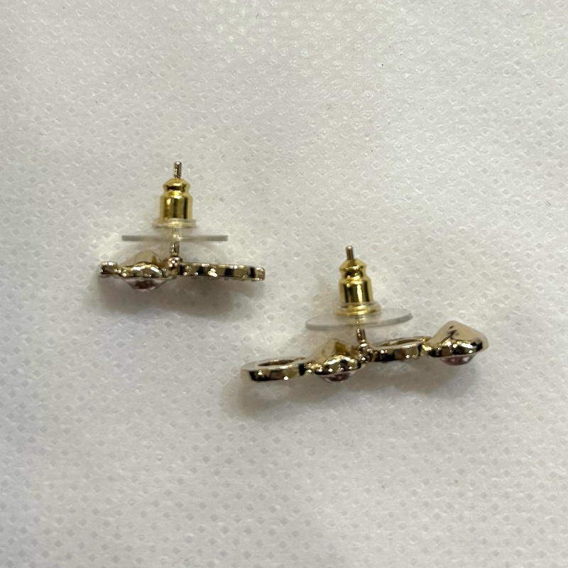 Chanel 雙C COCO愛心粉水鑽耳環-4