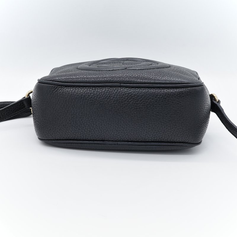 Gucci 古馳 Soho 黑色 荔枝牛皮 相機包 斜挎包-5