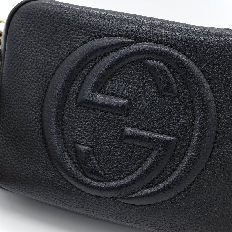 Gucci 古馳 Soho 黑色 荔枝牛皮 相機包 斜挎包-8