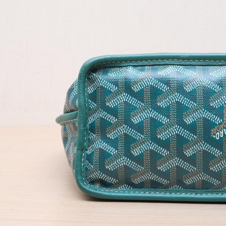 Anjou 雙面購物袋 Mini 20 綠色 皮革C/帆布 皮革C 帆布-2