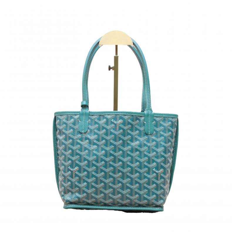 Anjou 雙面購物袋 Mini 20 綠色 皮革C/帆布 皮革C 帆布-5