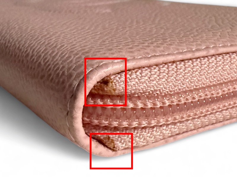 🍒CHANEL LOGO經典荔枝皮拉鍊4卡長夾 3F250911-1-12