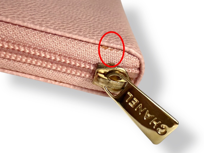 🍒CHANEL LOGO經典荔枝皮拉鍊4卡長夾 3F250911-1-13