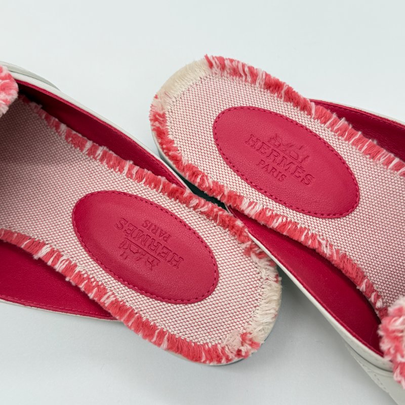 HERMES 愛馬仕 奶昔白 牛皮拼織物 KELLY 穆勒鞋  EU 35 1/2｜專櫃62,000-6