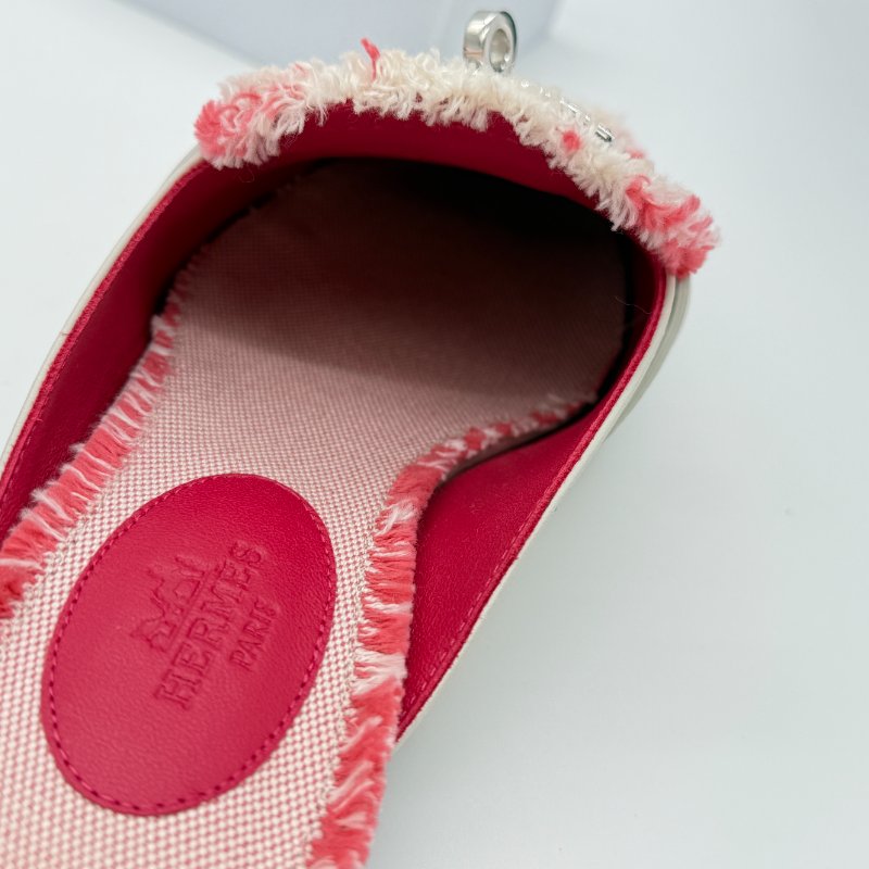 HERMES 愛馬仕 奶昔白 牛皮拼織物 KELLY 穆勒鞋  EU 35 1/2｜專櫃62,000-8