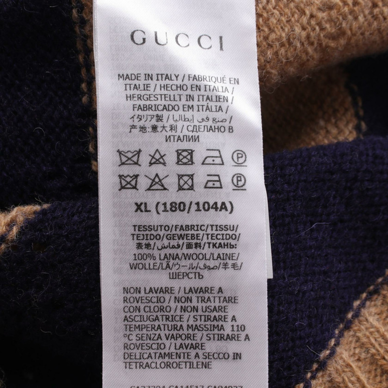 GUCCI GG圖案針織套頭毛衣 645293 羊毛 棕色 海軍藍 #XL 二手 男款-3