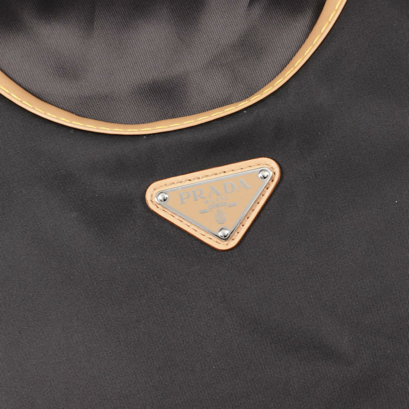 PRADA RE-NYLON 迷你連身裙 尼龍皮革 黑色 米色 38 碼 二手 女款-7