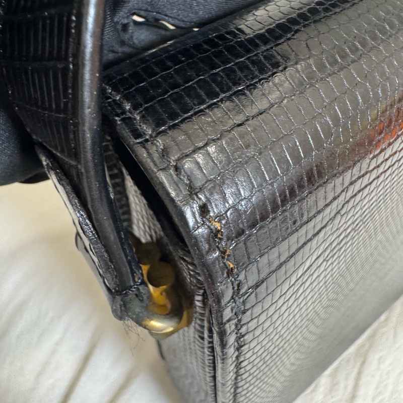 Gucci Vintage Lizard Leather Shoulder Bag 黑色蜥蜴皮單肩包-19
