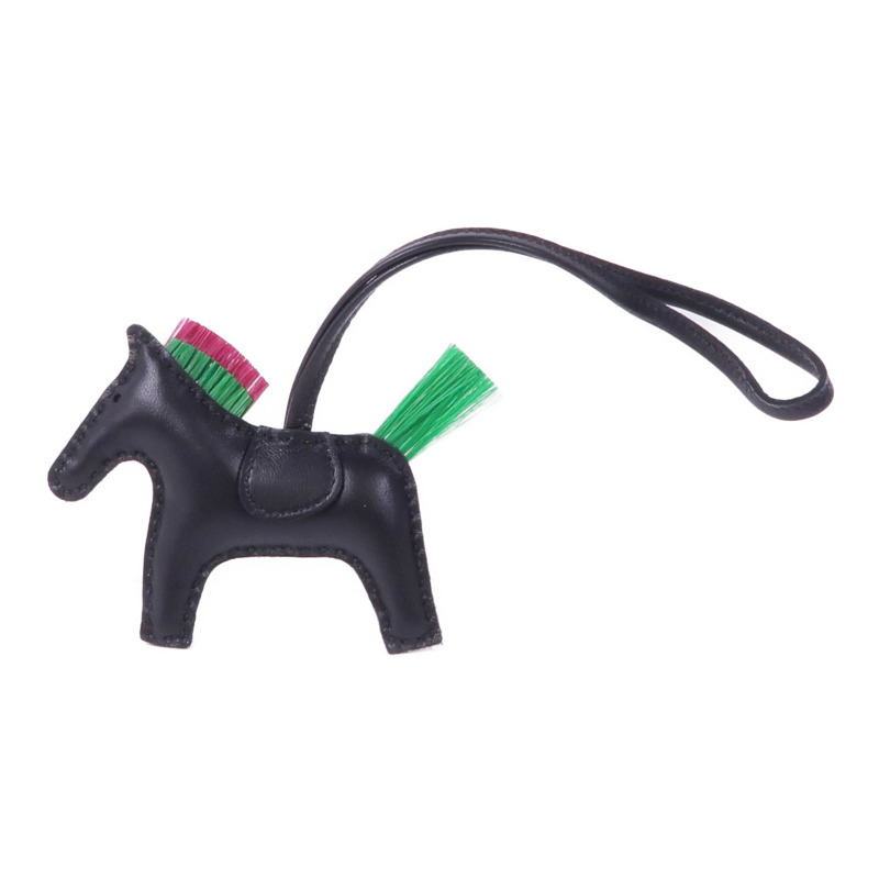 HERMES Milo皮革Rodeo PM掛飾Noir-0