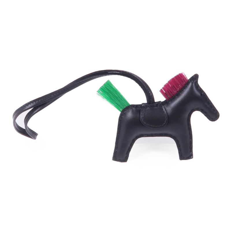 HERMES Milo皮革Rodeo PM掛飾Noir-1