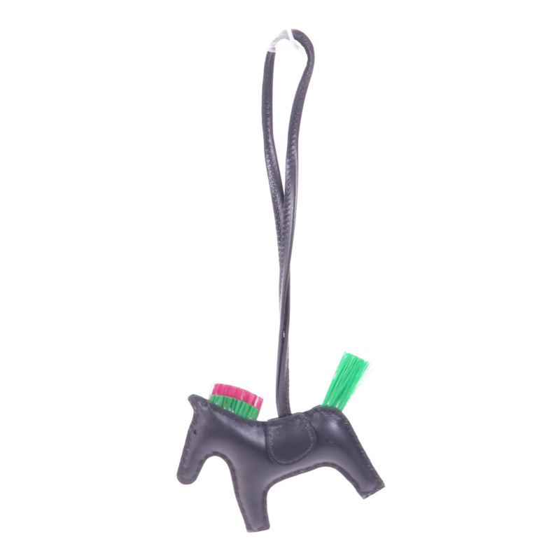 HERMES Milo皮革Rodeo PM掛飾Noir-7