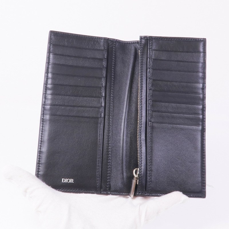 Dior 牛皮皮革Long Wallet銀扣長錢包-11