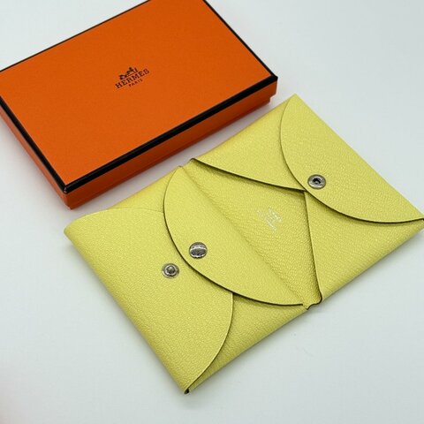 【全新品🍋】HERMES 愛馬仕  B刻 Calvi Duo 檸檬黃 零錢包 卡包 短夾