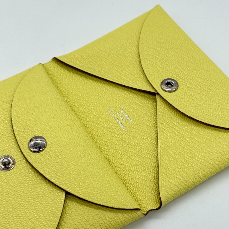 【全新品🍋】HERMES 愛馬仕  B刻 Calvi Duo 檸檬黃 零錢包 卡包 短夾-2