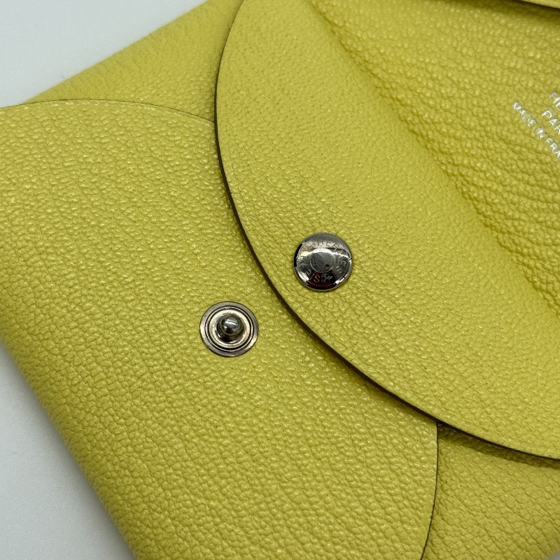 【全新品🍋】HERMES 愛馬仕  B刻 Calvi Duo 檸檬黃 零錢包 卡包 短夾-6