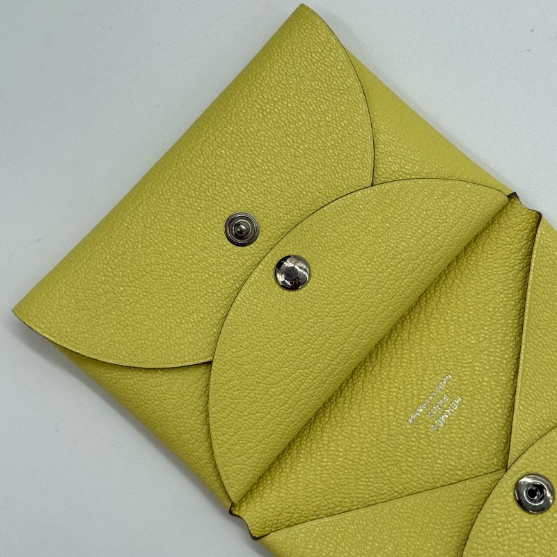 【全新品🍋】HERMES 愛馬仕  B刻 Calvi Duo 檸檬黃 零錢包 卡包 短夾-7