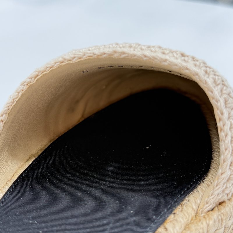 CHANEL 香奈兒 米色 黑色 草編 帆布 漁夫鞋 涼鞋 EU35-5