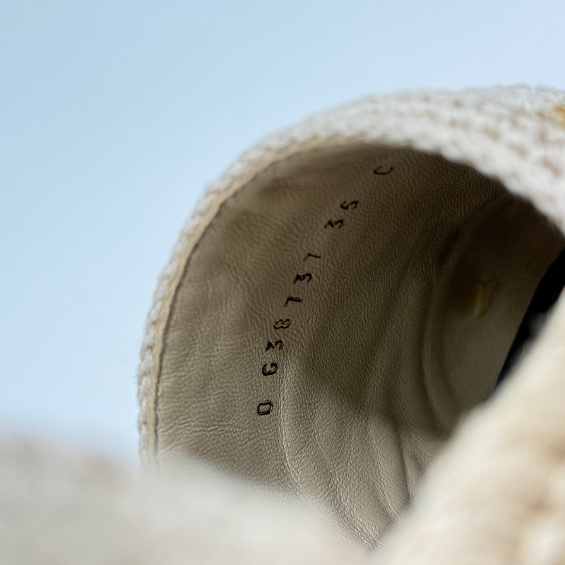 CHANEL 香奈兒 米色 黑色 草編 帆布 漁夫鞋 涼鞋 EU35-13