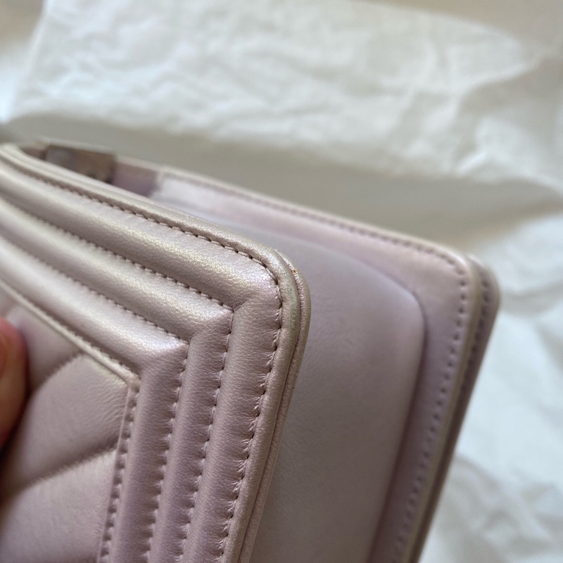 Chanel香奈兒 炫彩珠光色v紋leboy小號鏈條單肩包 25開有卡-10