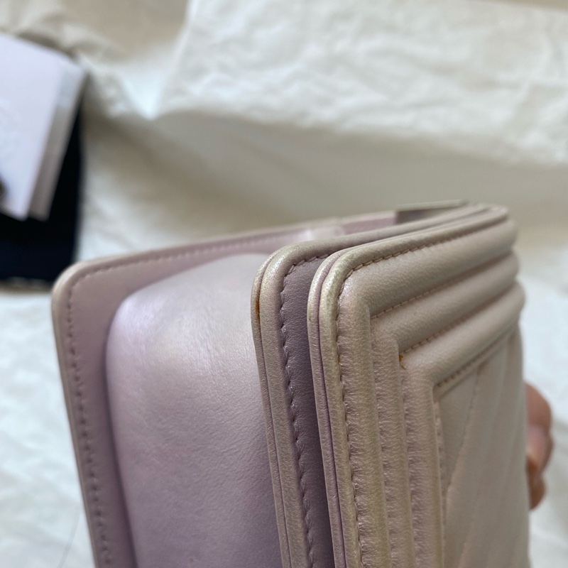 Chanel香奈兒 炫彩珠光色v紋leboy小號鏈條單肩包 25開有卡-11