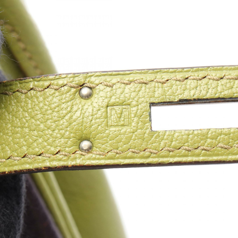 愛馬仕鉑金包 30 手提包 Chevre 皮革 Anis 綠色 Prune 二手女士 SHW M 2009-4