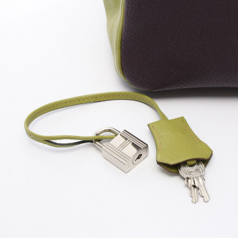 愛馬仕鉑金包 30 手提包 Chevre 皮革 Anis 綠色 Prune 二手女士 SHW M 2009-5