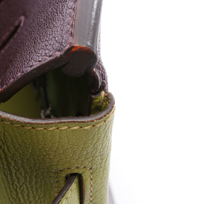 愛馬仕鉑金包 30 手提包 Chevre 皮革 Anis 綠色 Prune 二手女士 SHW M 2009-7