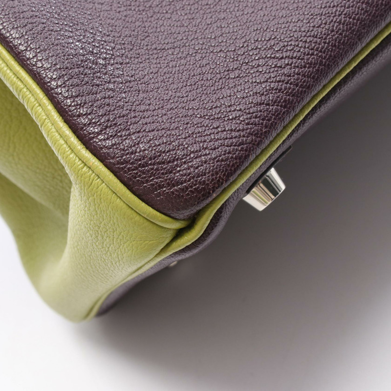 愛馬仕鉑金包 30 手提包 Chevre 皮革 Anis 綠色 Prune 二手女士 SHW M 2009-9