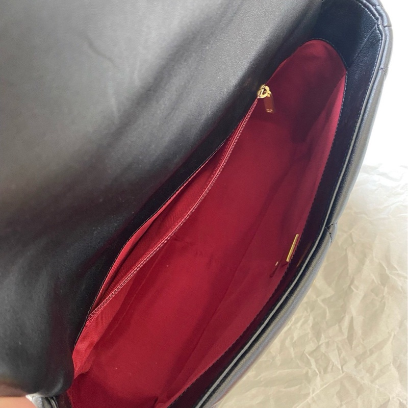 Chanel香奈兒 19bag黑金中號羊皮鏈條包 芯片款-10