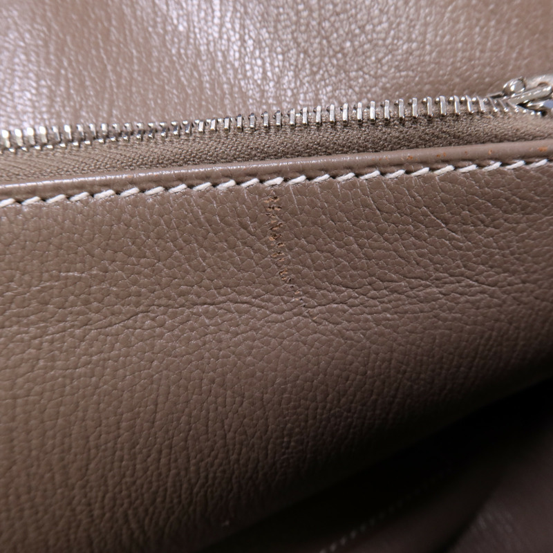 HERMES Clemence皮革Jypsiere 34銀扣肩背袋Etoupe-14