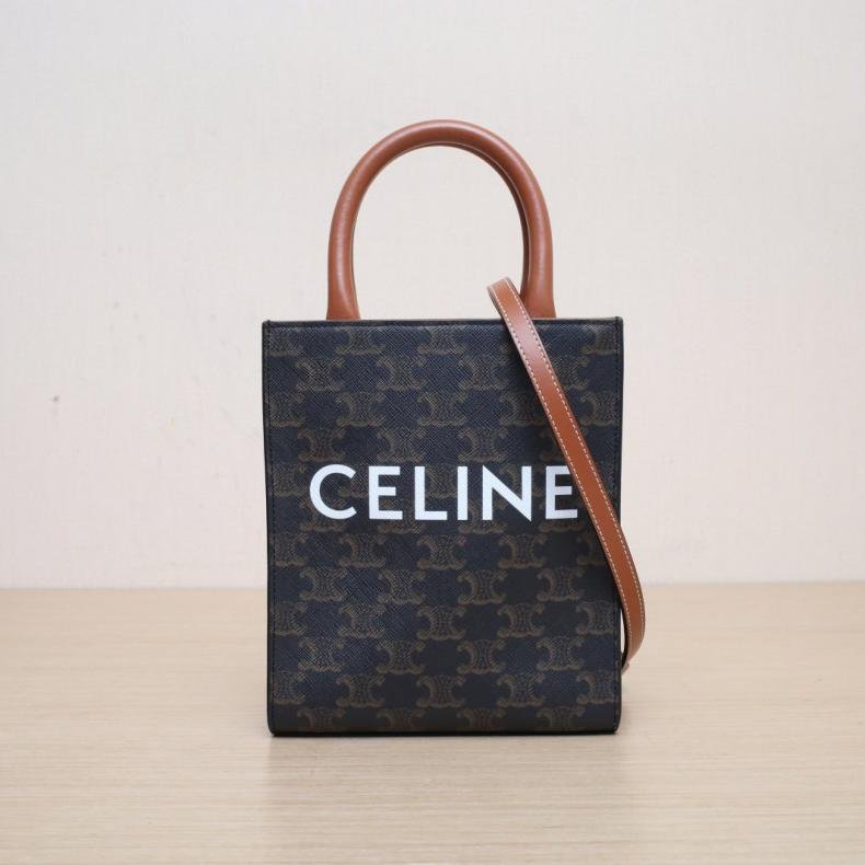 Cabas 豎款手袋 Mini 凱旋門印花 褐色 人造革-0