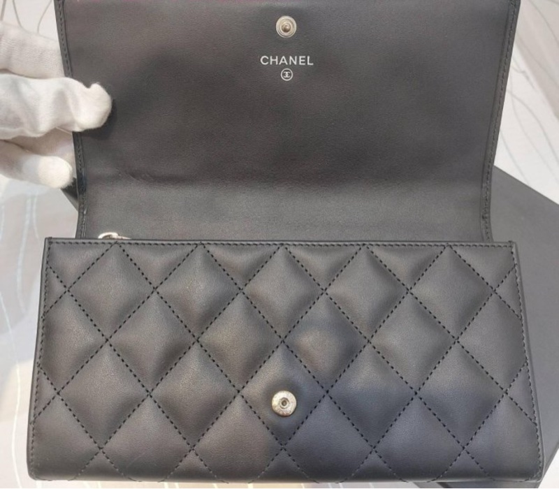 CHANEL CAMBON  牛皮 黑+亮粉 康朋 扣子 長夾  #讓藏32800  22開)  *92成新 尺寸 (公分) 18x10x2cm 有盒子 保卡-3