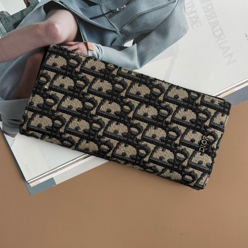 ::Christian Dior:: Oblique 緹花對開直式長夾-0