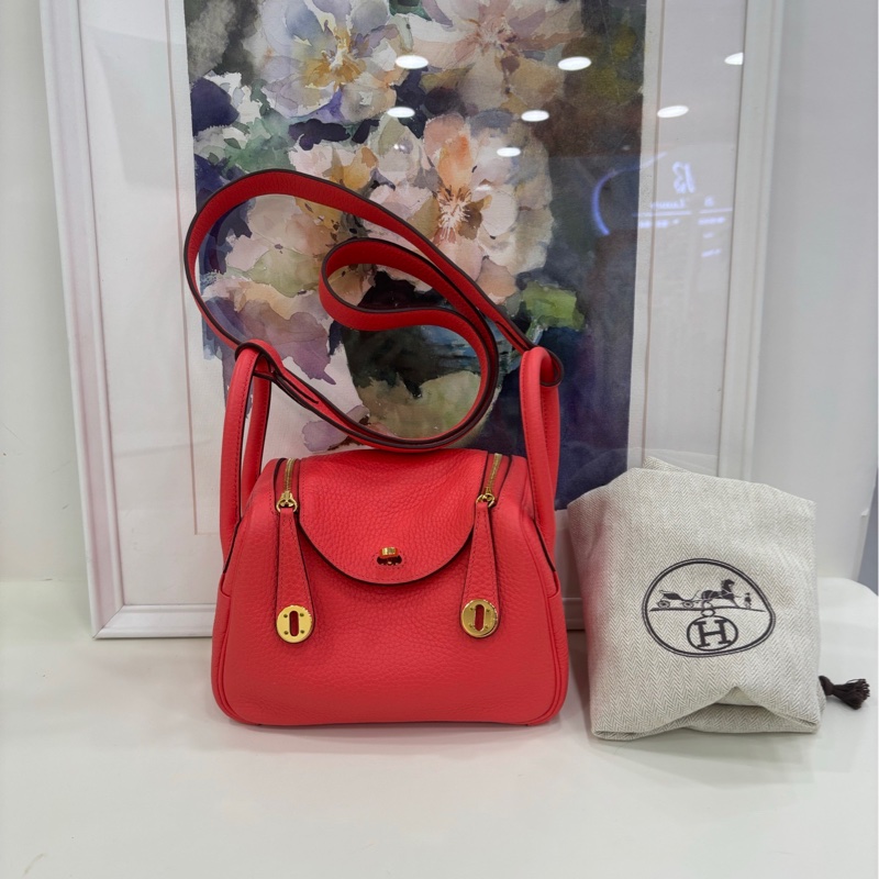 Hermes愛馬仕 mini lindy 0E德克薩斯粉，金扣，tc皮，Z刻-0