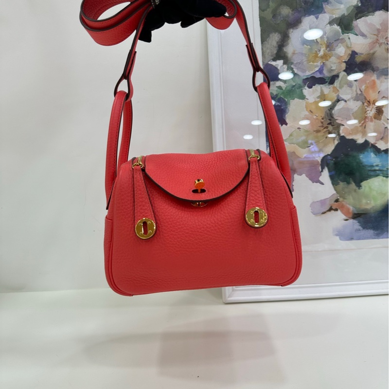 Hermes愛馬仕 mini lindy 0E德克薩斯粉，金扣，tc皮，Z刻-8