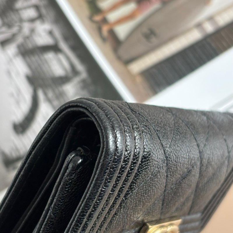 ::CHANEL:: BOY 金釦經典小型口蓋皮夾-9