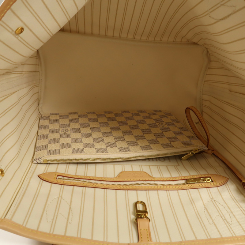LOUIS VUITTON Damier Azur Neverfull MM金扣手挽袋-4