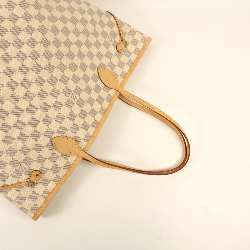 LOUIS VUITTON Damier Azur Neverfull MM金扣手挽袋-7