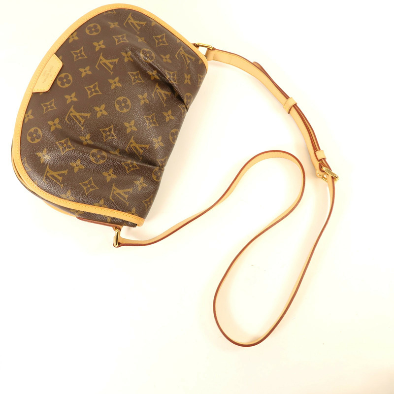 LOUIS VUITTON Monogram Menilmontant MM金扣肩背袋棕色-7