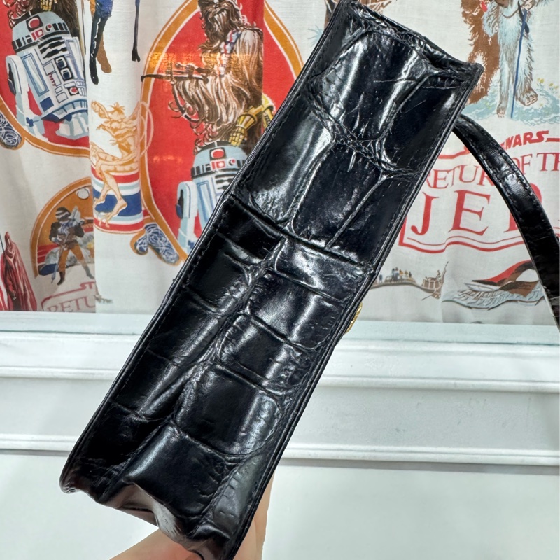 罕有 Bally 中古拼接皮革斜背包 豆腐包 黑色-5