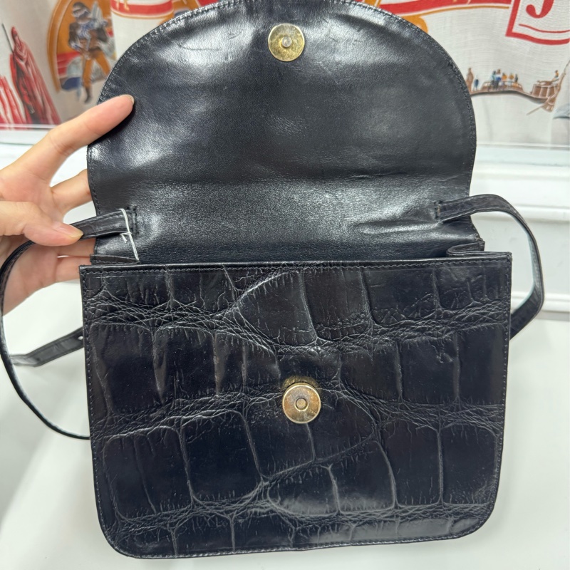 罕有 Bally 中古拼接皮革斜背包 豆腐包 黑色-8