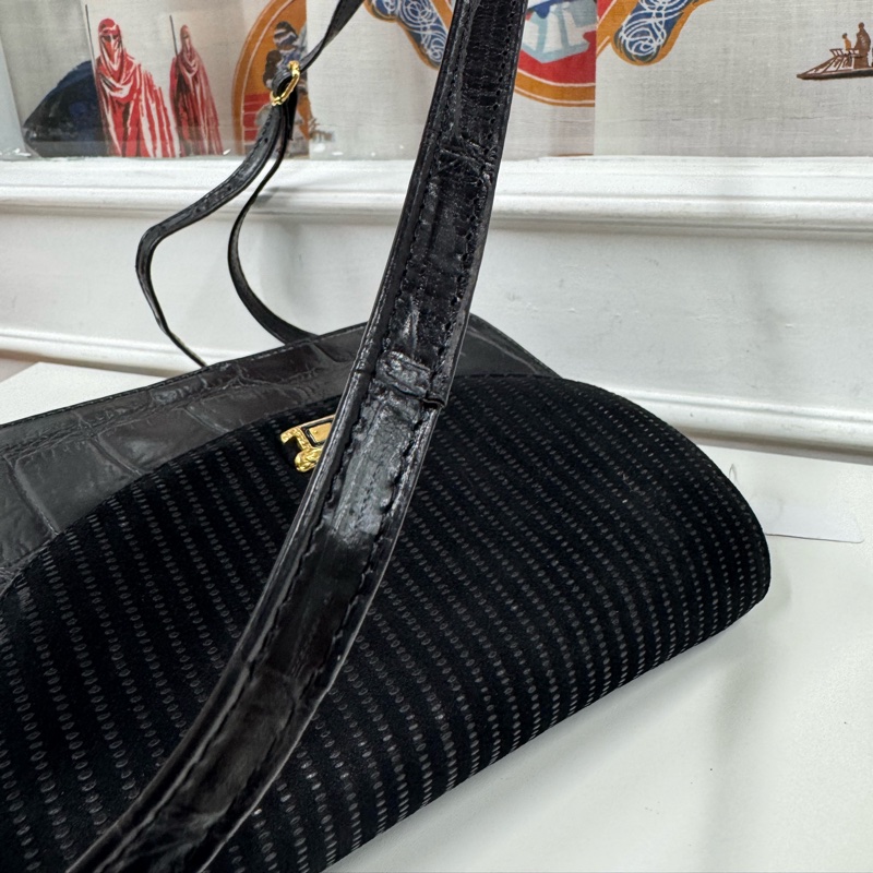 罕有 Bally 中古拼接皮革斜背包 豆腐包 黑色-14