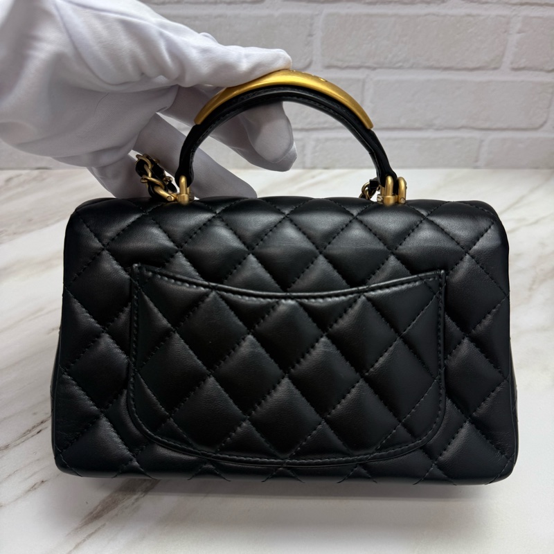 Chanel 香奈兒 經典菱格紋 CF 20  Mini Coco Classis Flap 金手柄 黑金-25