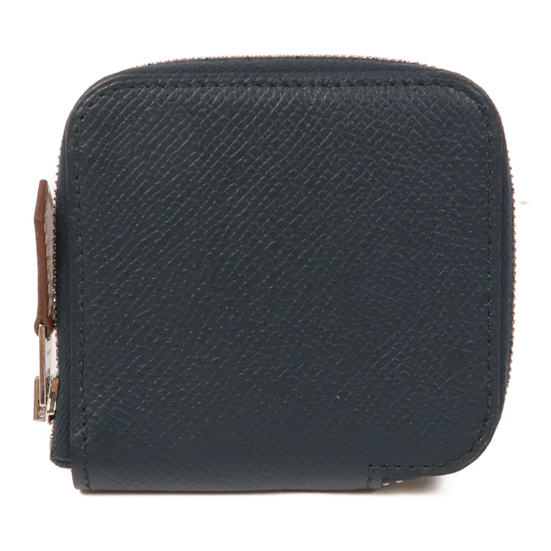 HERMES Epsom皮革Silk'In Change Purse銀扣零錢包Vert Fonce-0