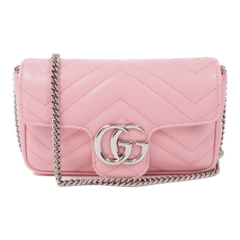 GUCCI 牛皮皮革Marmont Mini銀扣鏈帶肩背袋-0