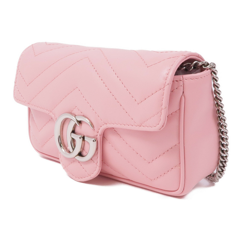 GUCCI 牛皮皮革Marmont Mini銀扣鏈帶肩背袋-2